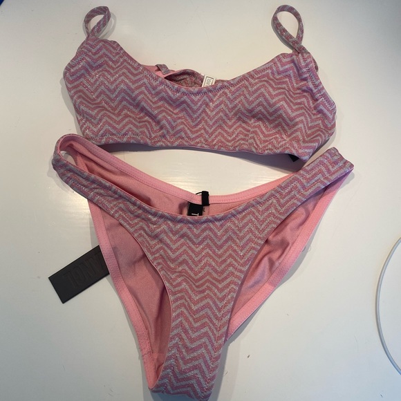 triangl swimwear Other - cute sparkly pink and white zigzag triangl Bikini